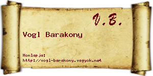 Vogl Barakony névjegykártya